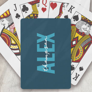 Baraja De Cartas Monograma azul personalizado