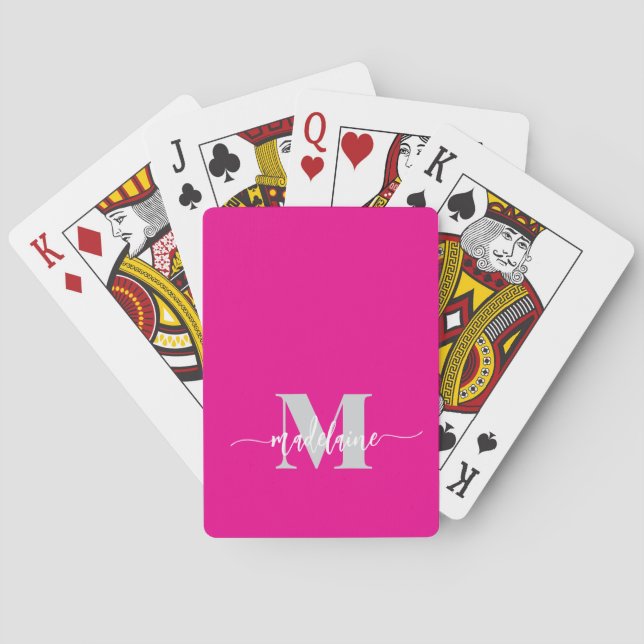 Baraja De Cartas Monograma blanco negro plateado (Reverso)