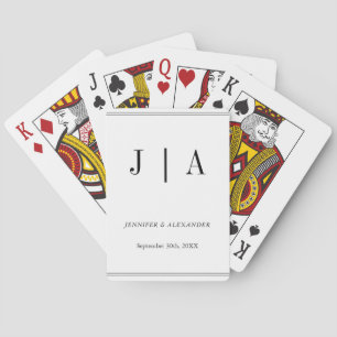 Baraja De Cartas Monograma Blanco Y Negro Moderno Boda Simple