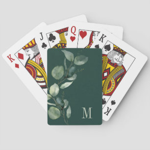 Baraja De Cartas Monograma Botánico de Eucalipto en Acuarela