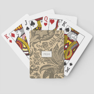 Baraja De Cartas Monograma botánico de William Morris Sepia