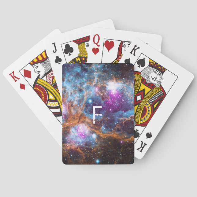 Baraja De Cartas Monograma celestial de la galaxia el | (Reverso)