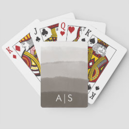 Baraja De Cartas Monograma Chic de Acuarela Davy Gris Ombre