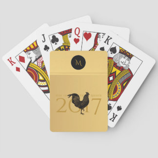 Baraja De Cartas Monograma chino de Año Nuevo 2017 con gallo de épo