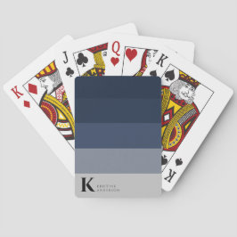 Baraja De Cartas Monograma clásico de color gris ocre azul de la ma