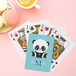Baraja De Cartas Monograma Cute Panda Goma de burbuja personalizada