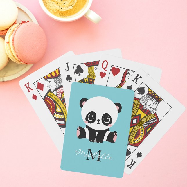 Baraja De Cartas Monograma Cute Panda Goma de burbuja personalizada (Subido por el creador)