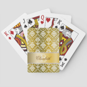 Baraja De Cartas Monograma Damasco dorado/amarillo