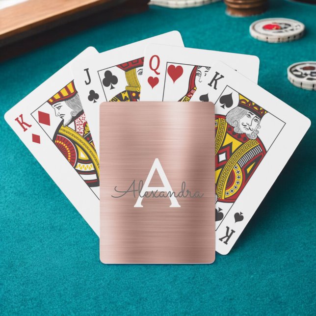 Baraja De Cartas Monograma de acero inoxidable de oro rosa rosa (Subido por el creador)
