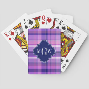 Baraja De Cartas Monograma de Amethyst Pink Navy Whapper Madras