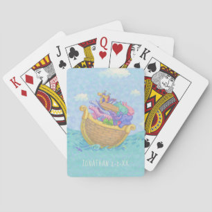 Baraja De Cartas Monograma de animales árabes de Noé azul