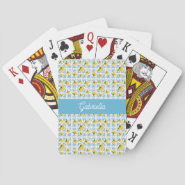 Baraja De Cartas Monograma de Baldosa Azul Limón País Francés