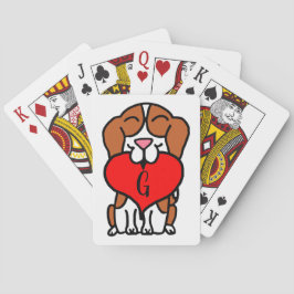 Baraja De Cartas Monograma de Beagle sonriente personalizado