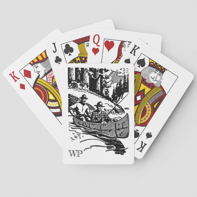 Baraja De Cartas Monograma de canoas retro (Reverso)