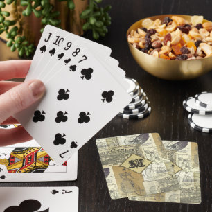 Baraja De Cartas Monograma de ciclismo y bicicletas de época