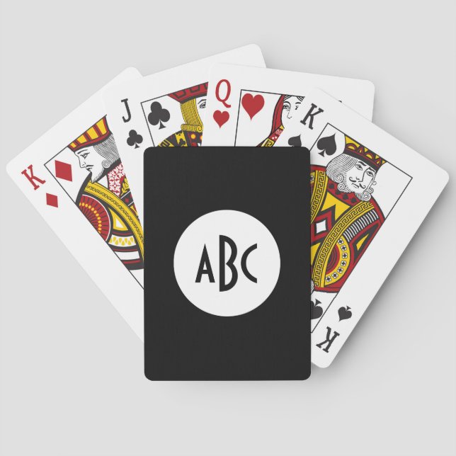 Baraja De Cartas Monograma de círculo blanco y negro (Reverso)