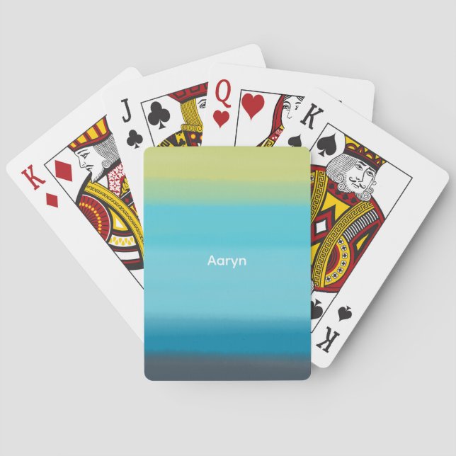 Baraja De Cartas Monograma de color azul naranja (Reverso)