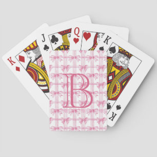 Baraja De Cartas Monograma de Coquette Bow Rosa