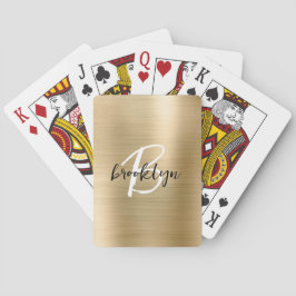 Baraja De Cartas Monograma de escritura blanca Metalizado cepillado