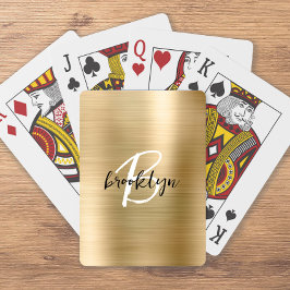 Baraja De Cartas Monograma de escritura blanca Metalizado cepillado