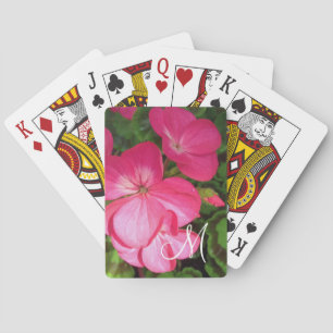 Baraja De Cartas Monograma de fotografía floral rosa