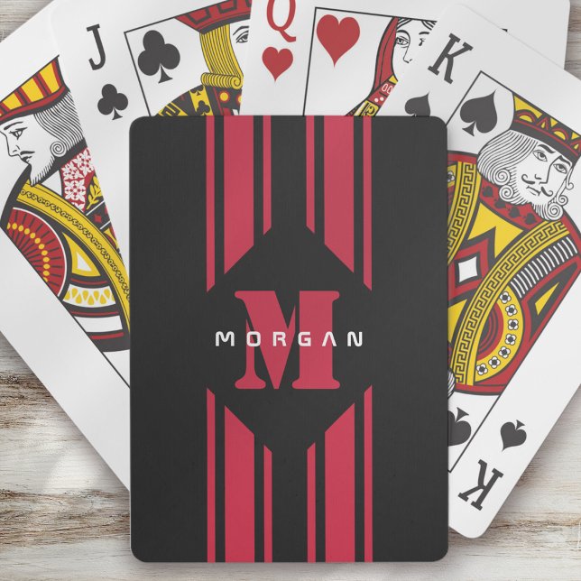 Baraja De Cartas Monograma de franja de coche de Carreras roja negr (Subido por el creador)