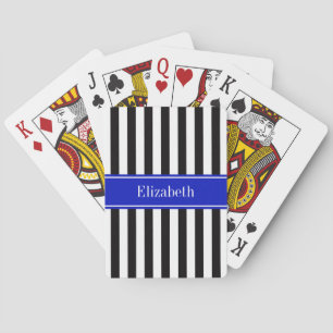 Baraja De Cartas Monograma de la cinta azul real de banda blanca ne