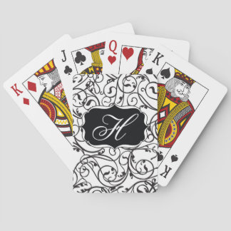 Baraja De Cartas Monograma de la cosecha de caligrafía elegante