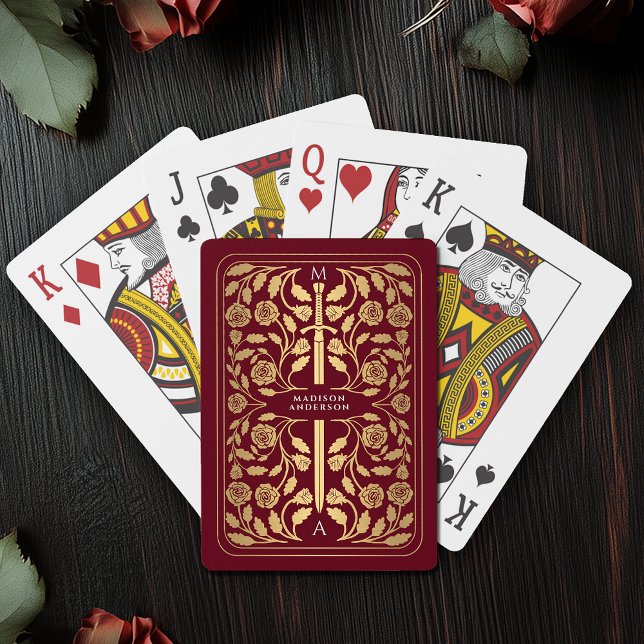 Baraja De Cartas Monograma de la espada dorada roja real (Subido por el creador)