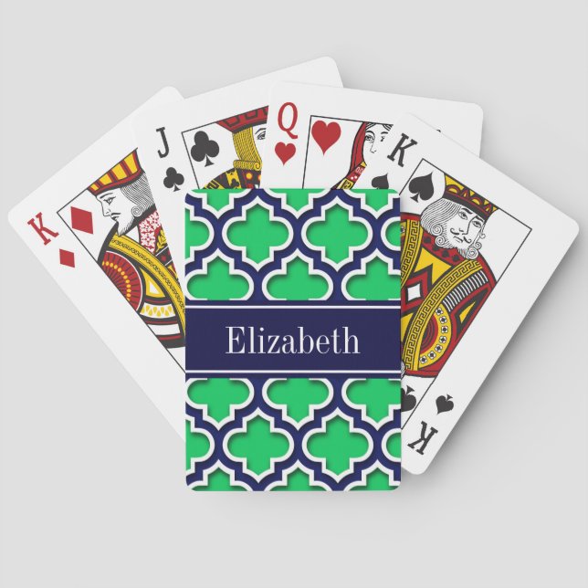 Baraja De Cartas Monograma de la Marina Esmeralda Marroquí #5DS (Reverso)