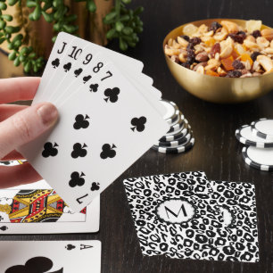Baraja De Cartas Monograma de Leopardo Blanco y Negro