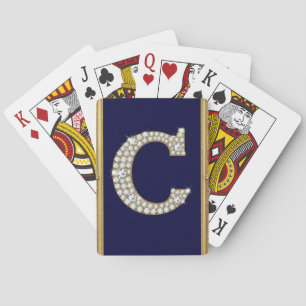Baraja De Cartas Monograma de letra C enjoyada en marco de oro orna