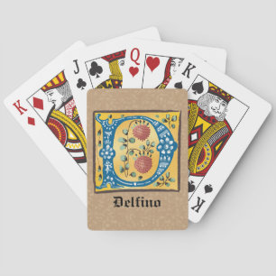 Baraja De Cartas Monograma de letra D iluminada floral medieval