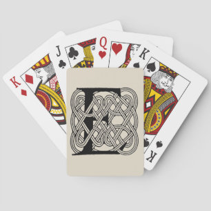 Baraja De Cartas Monograma de letra E con nudo celta vintage