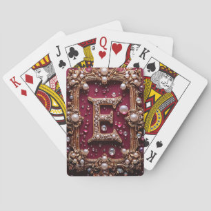 Baraja De Cartas Monograma de letra E dorada elegante
