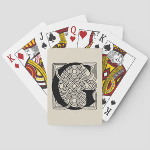 Baraja De Cartas Monograma de letra G con nudo celta vintage