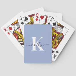 Baraja De Cartas Monograma de letra script azul moderno