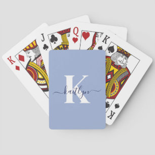 Baraja De Cartas Monograma de letra script azul moderno