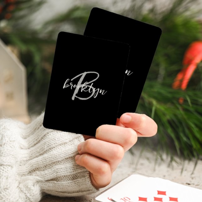Baraja De Cartas Monograma de letra script de moda negro gris blanc (Subido por el creador)