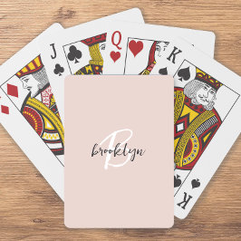 Baraja De Cartas Monograma de letra script rosa gris tendencia