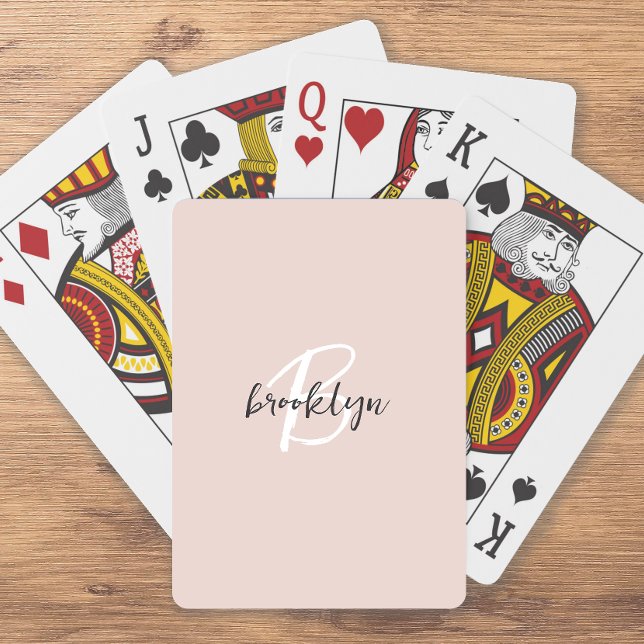 Baraja De Cartas Monograma de letra script rosa gris tendencia (Subido por el creador)