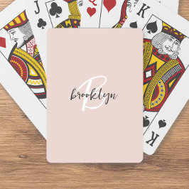 Baraja De Cartas Monograma de letra script rosa gris tendencia