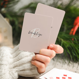 Baraja De Cartas Monograma de letra script rosa gris tendencia