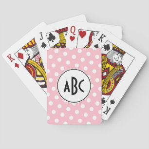 Baraja De Cartas Monograma de lunares negros rosados y blancos