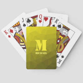 Baraja De Cartas Monograma de malla geométrica amarilla