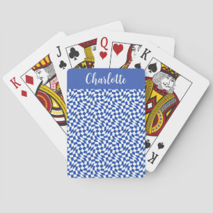 Baraja De Cartas monograma de nombre a cuadros azules tema de los 9