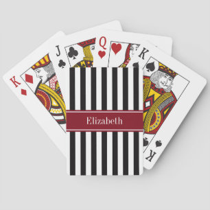 Baraja De Cartas Monograma de nombre de cinta de borgoña de franja