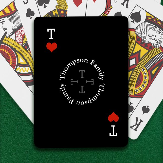 Baraja De Cartas Monograma de nombre de familia de círculo negro (Subido por el creador)