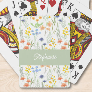 Baraja De Cartas Monograma de nombre de flor silvestre acuarela ver
