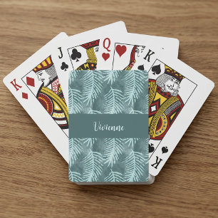 Baraja De Cartas Monograma de nombre de hoja tropical de acuarela a